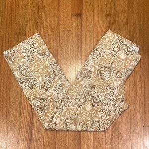 White House Black Market Tan Print Pants Size 6